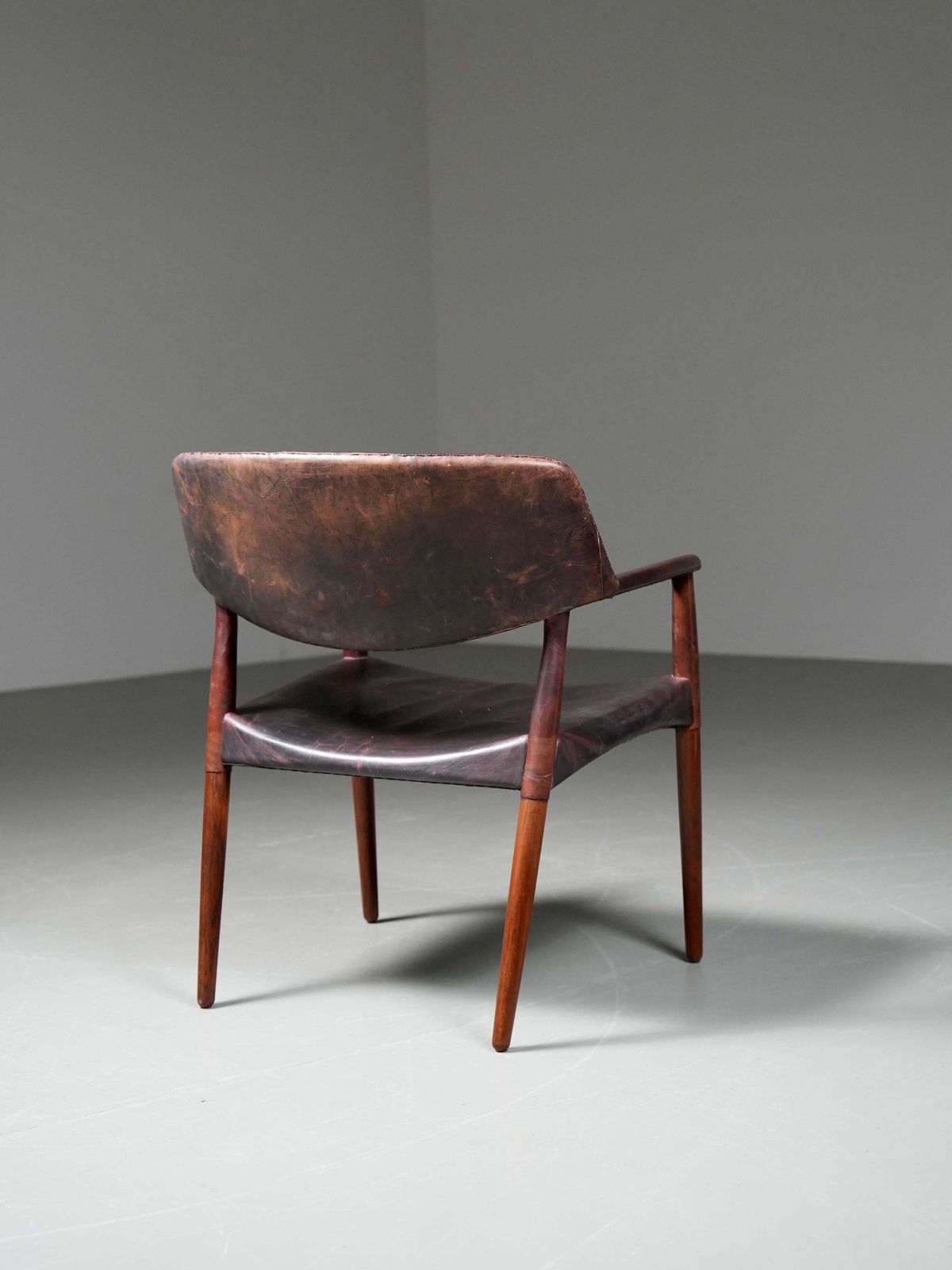 Armchair In Leather And Teak By Larsen And Bender For Willy Beck, Denmark, 1950 photo Furniture