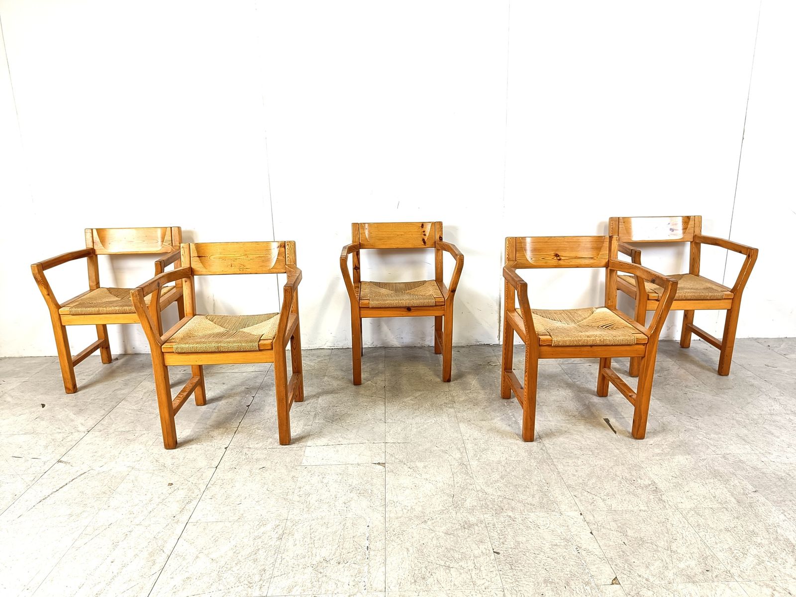 Vintage Scandinavian Pine Wood Dining Chairs, 1960s By Gm Mobler photo for sale