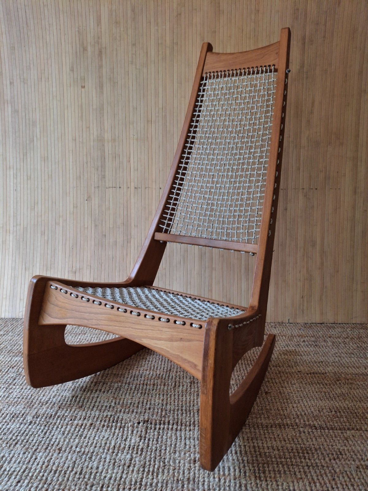 Fab Vintage 1970s Jeremy Broun Studio High Backed Rocking Chair Ash? Blonde Wood