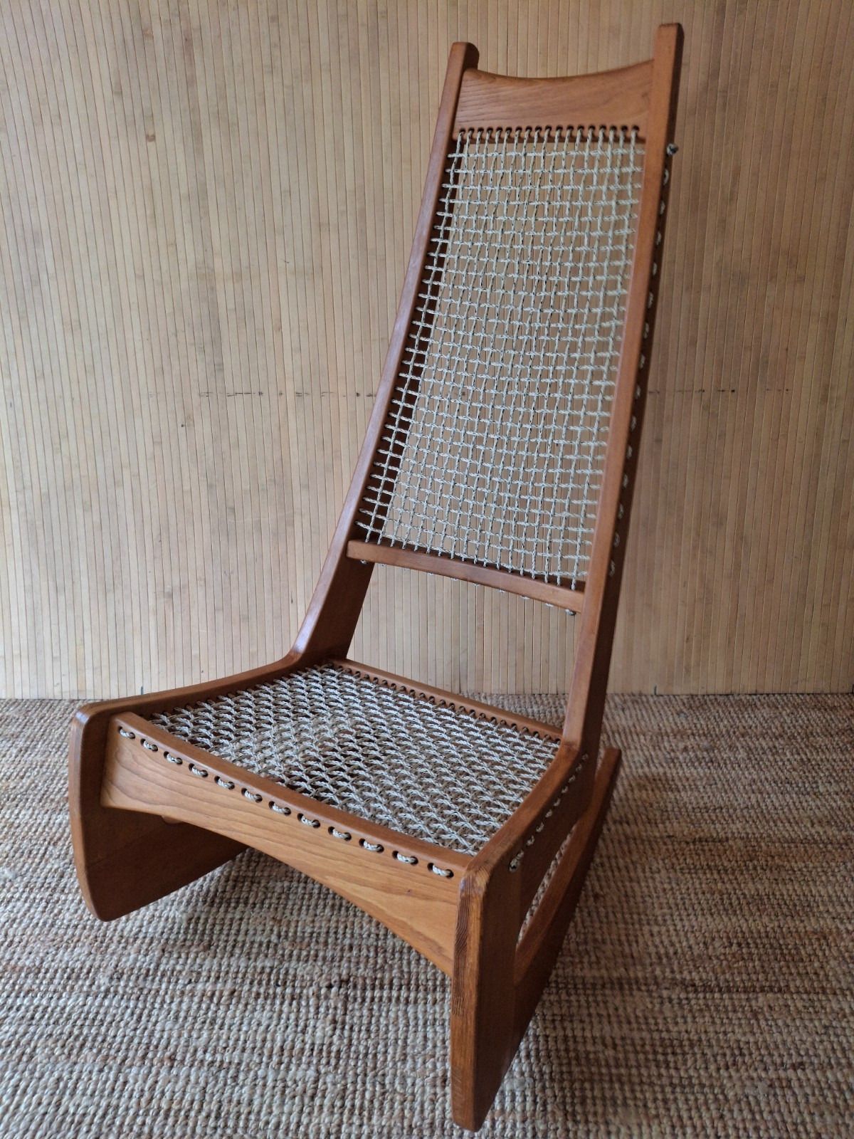 Fab Vintage 1970s Jeremy Broun Studio High Backed Rocking Chair Ash? Blonde Wood photo vinterior