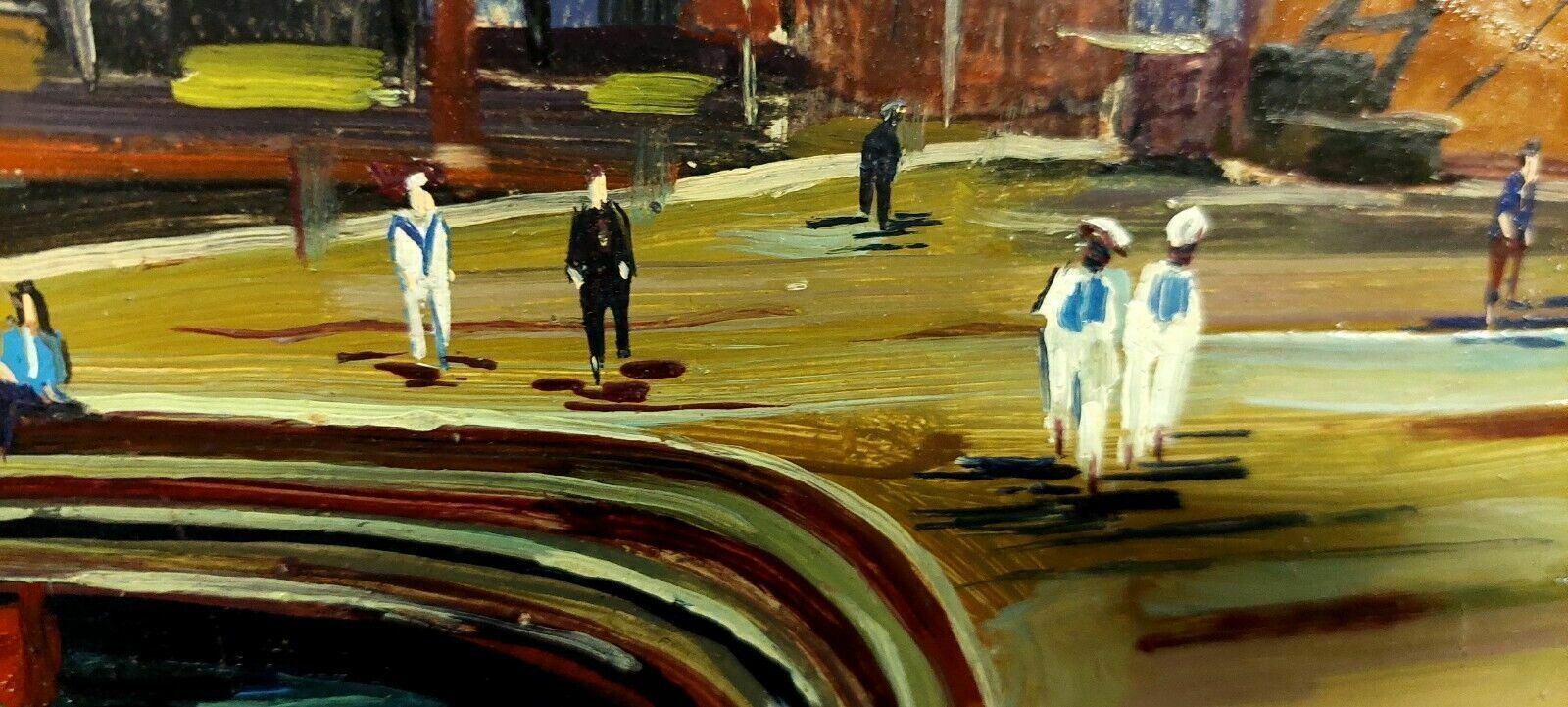 photo for sale Oil Painting Livorno 1975 Beautiful Boat Port