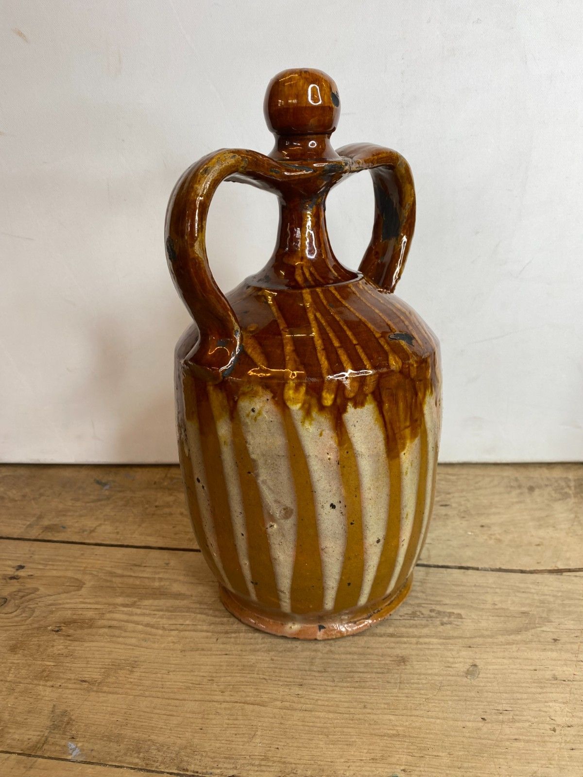 Antique C1880 Olive Oil Stoneware Pot Pottery Urn Jar Display Prop Large 12" photo for sale