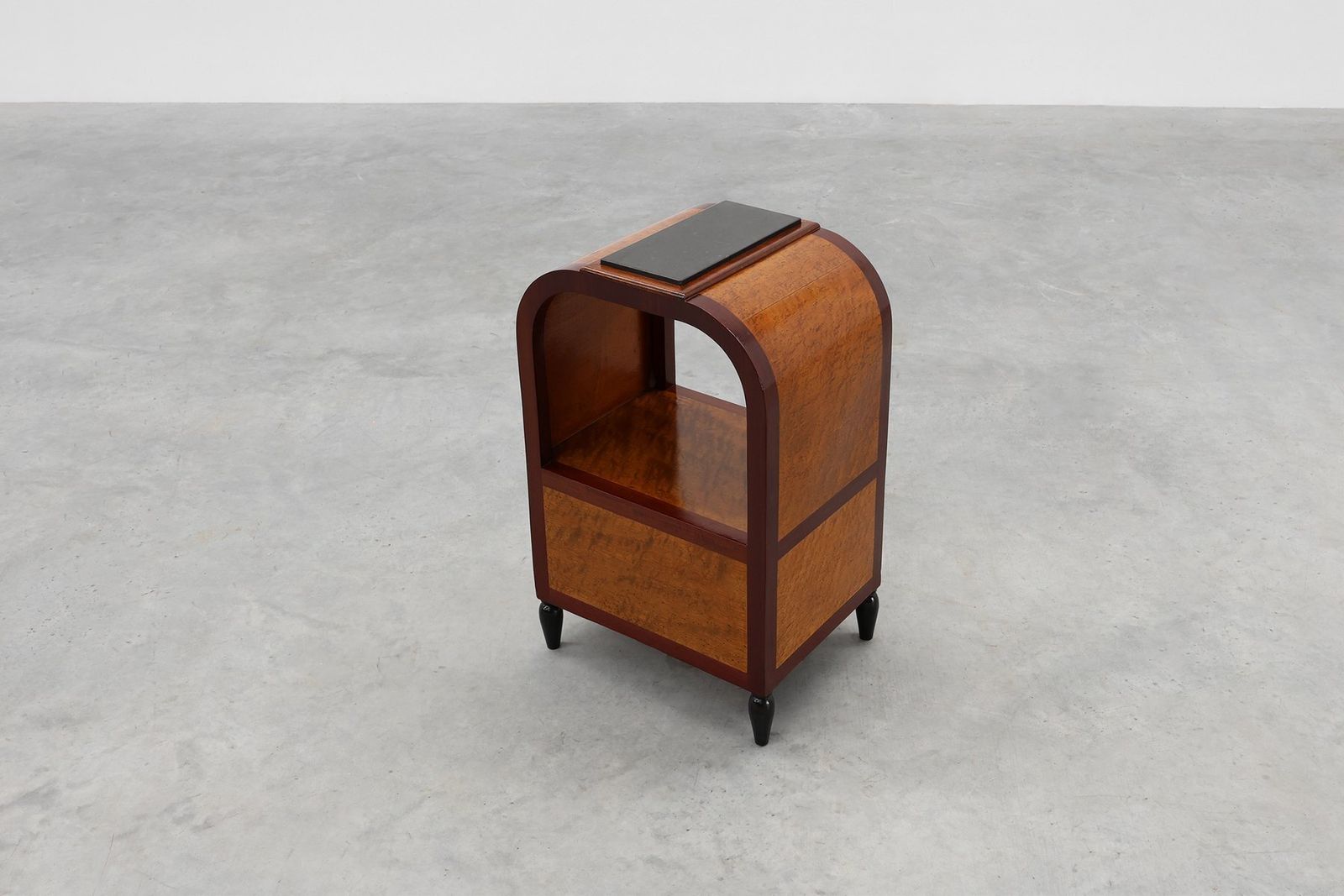 photo vinterior Art Deco Arched Side Table With Storage Unit And Black Marble Top, France, 1920s
