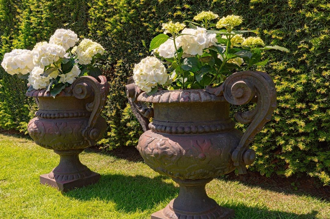 A Pair Of Antique Cast Iron French Garden Urns photo vinterior