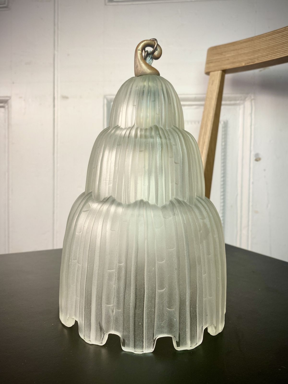 French Art Deco 'Waterfall' Glass Pendant Light By Sabino. photo buy