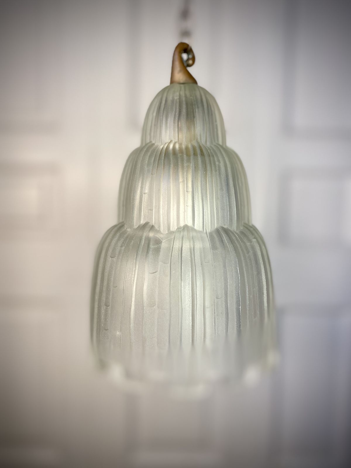 French Art Deco 'Waterfall' Glass Pendant Light By Sabino. photo vintage
