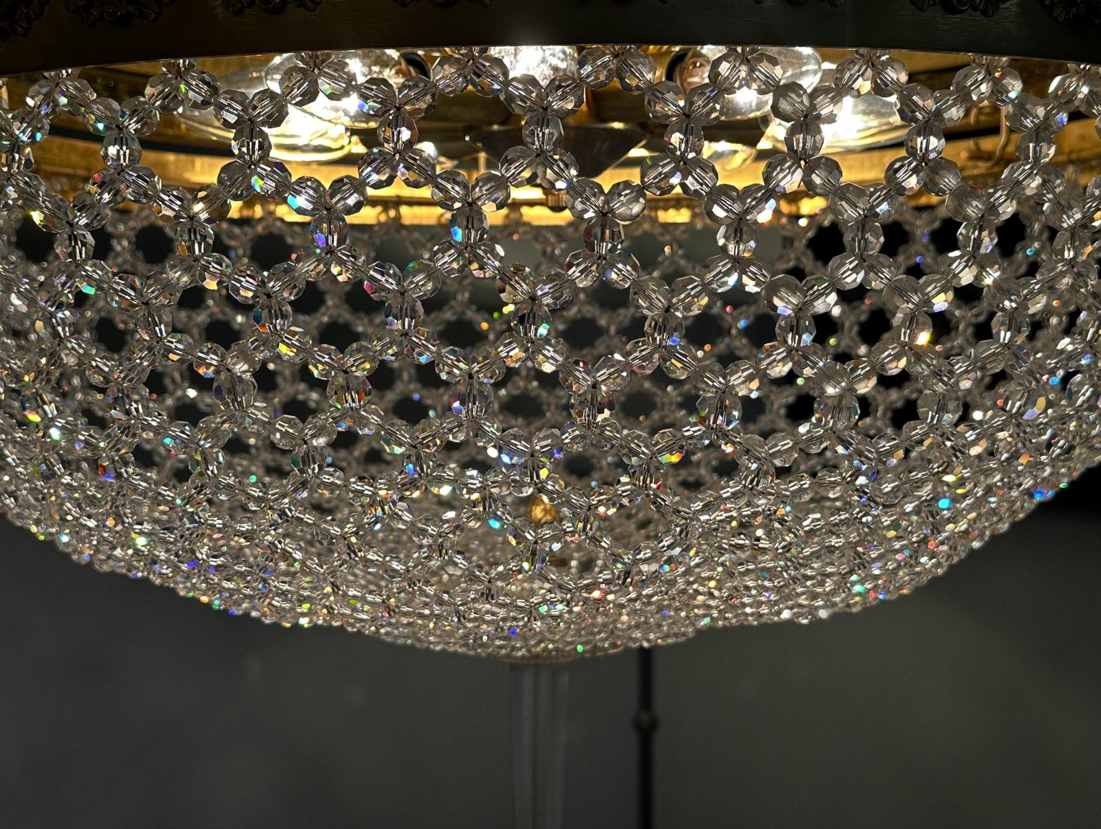 Large Crystal Beadwork And Lucite Chandelier C1970. Attributed To Preciosa. photo vintage