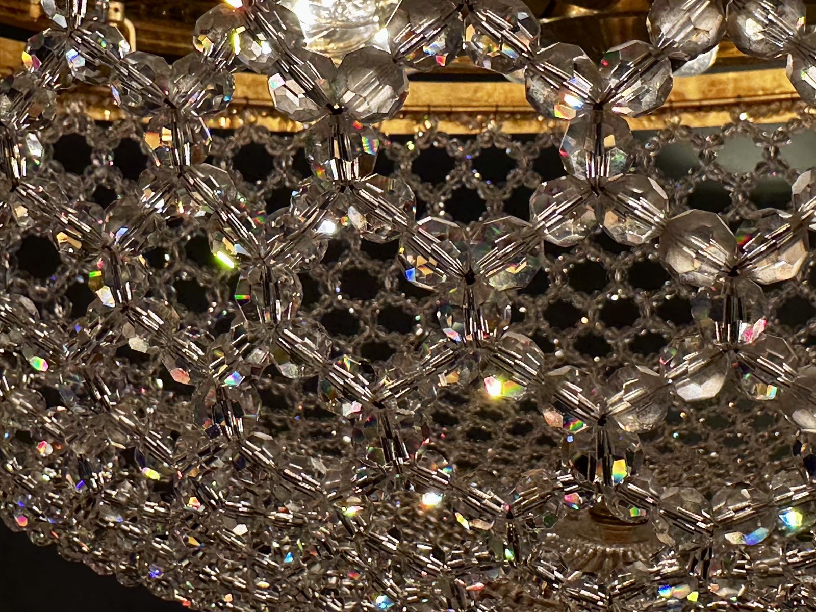 Lighting Large Crystal Beadwork And Lucite Chandelier C1970. Attributed To Preciosa. photo
