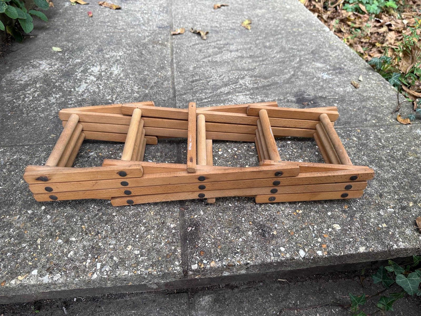 Vintage Folding Wooden Wine Rack Mid Century Expandable Bottle Holder, Retro Scandi Home Bar Decor, Retro Wine Rack photo vinterior