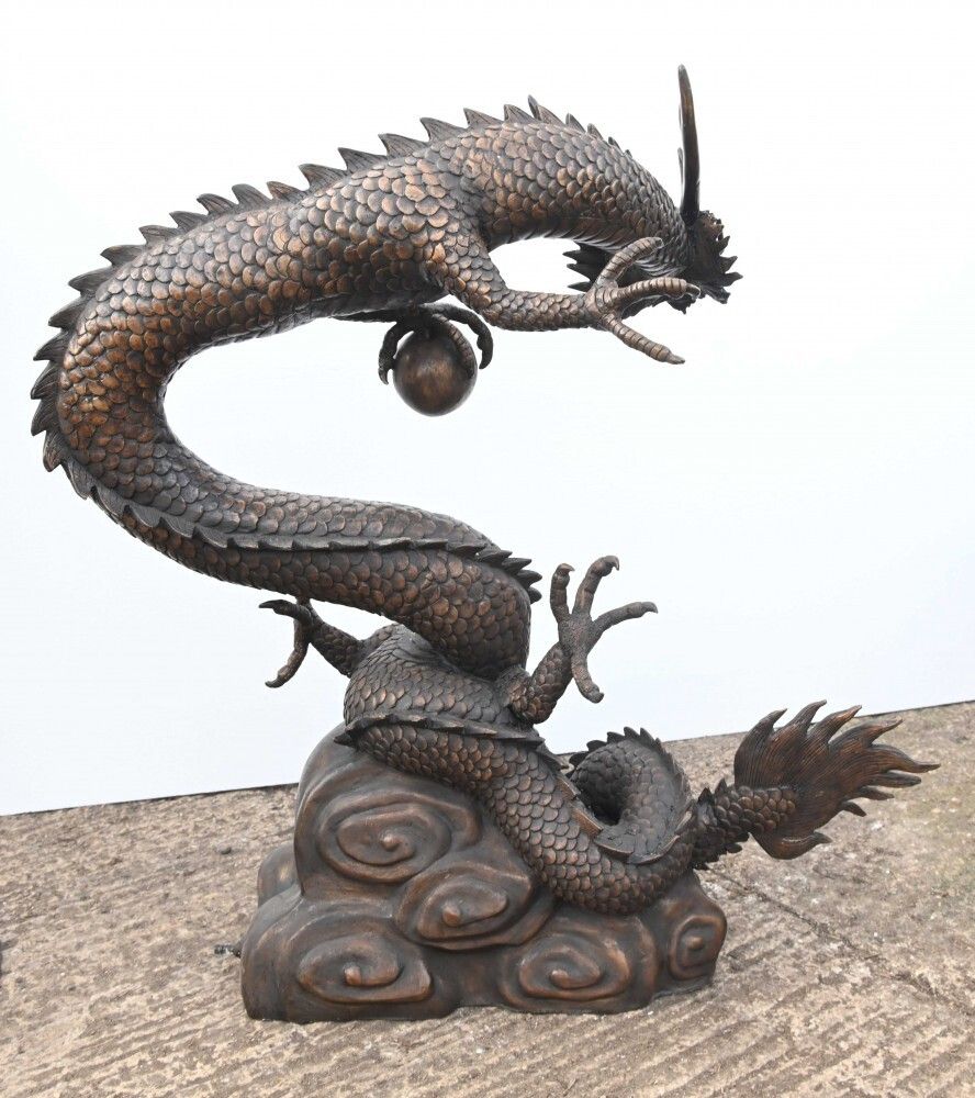 photo for sale Chinese Bronze Dragon Fountain Garden Water Feature