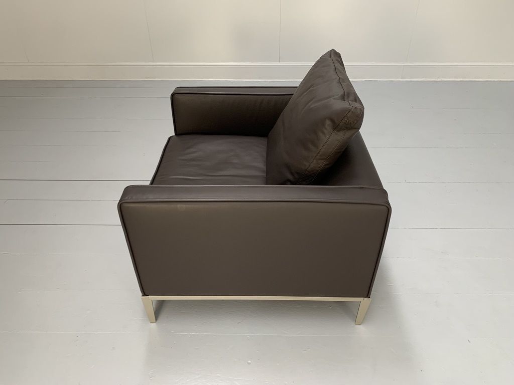 photo for sale B&B Italia “Simpliciter” Large Armchair – In “Gamma” Dark Brown Leather