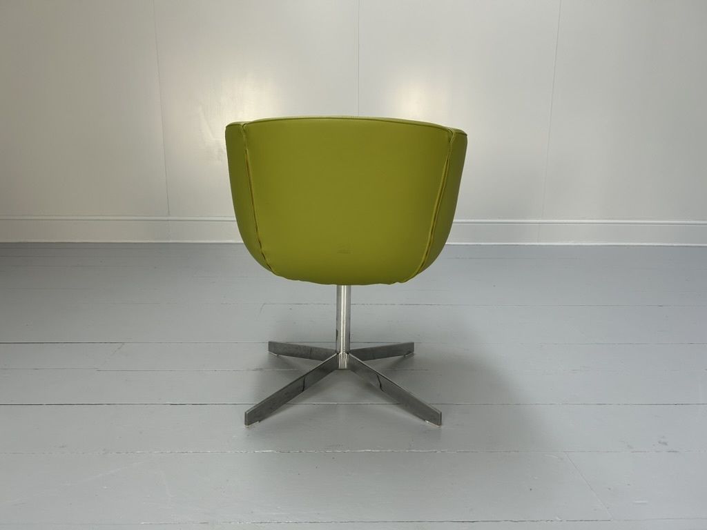 Pair Of B&B Italia “Tulip Sixty” Armchairs – In Lime Green “Gamma” Leather photo vintage