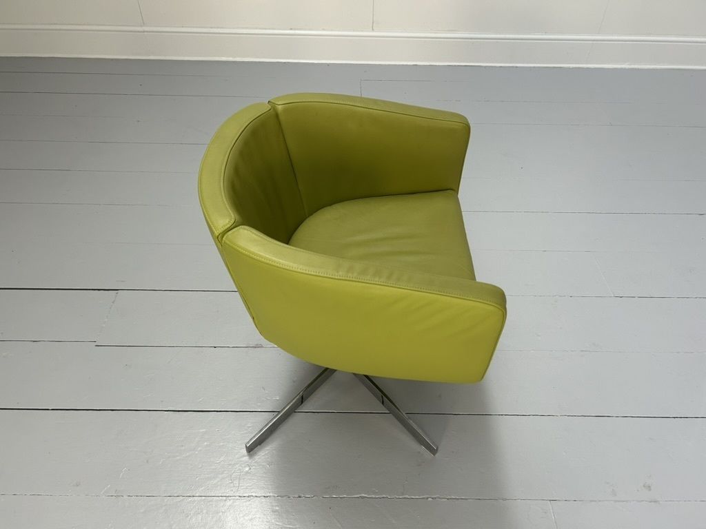 2400.0 Pair Of B&B Italia “Tulip Sixty” Armchairs – In Lime Green “Gamma” Leather photo