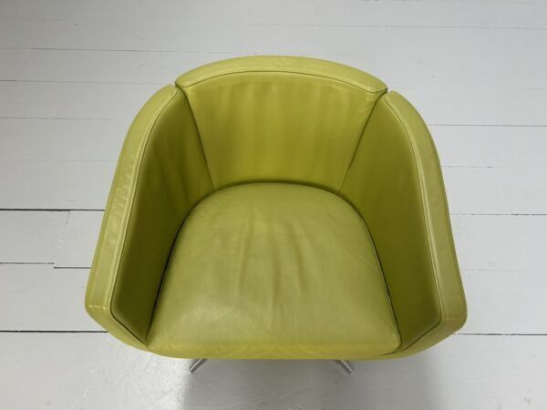 B&B Italia “Tulip Sixty” Armchair – In Lime Green “Gamma” Leather photo furniture