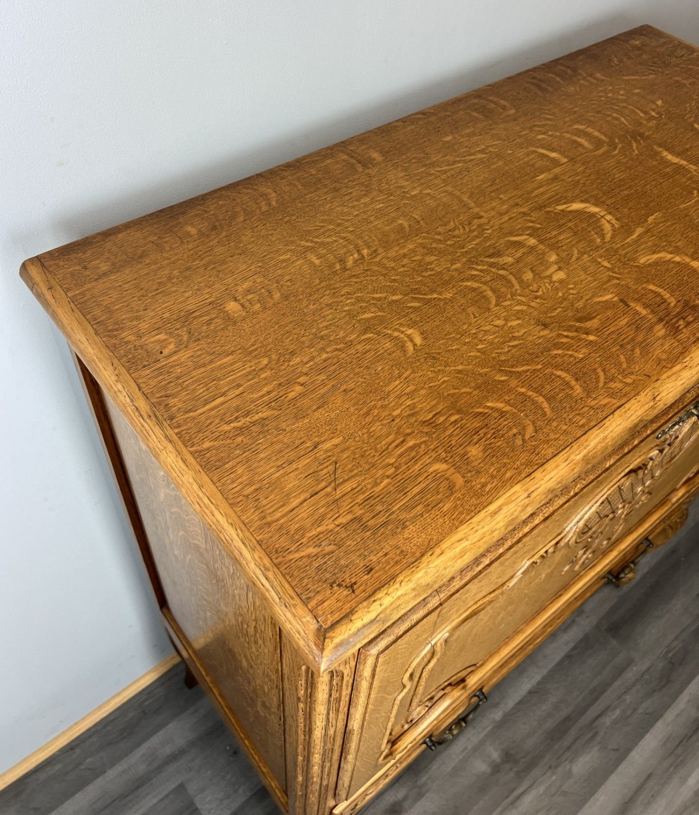 Cabinet Vintage French Louis XVI Style Oak Cupboard With Drawer & Key Lot 4347 photo vintage