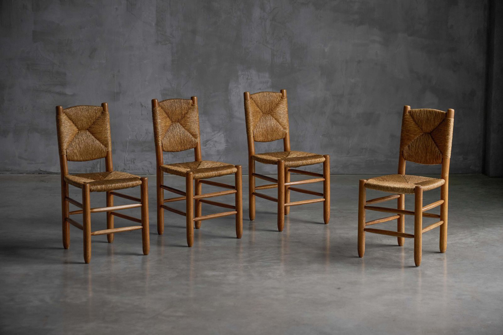 "Bauche" Dining Chairs By Charlotte Perriand For Steph Simon, France, 1950s photo for sale