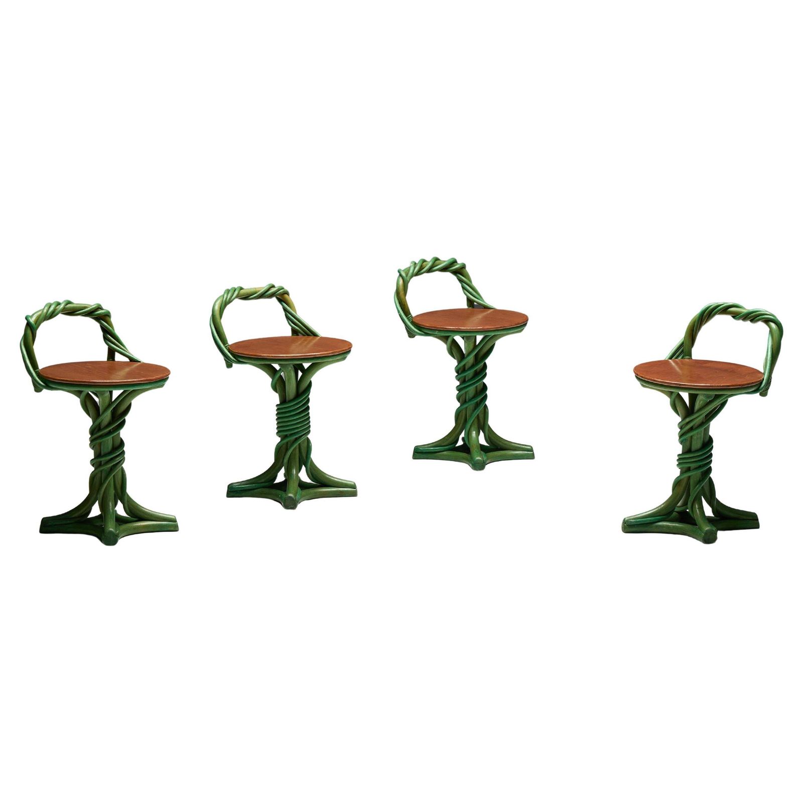 Whimsical Vine Twist Stools, France, Late 20th Century