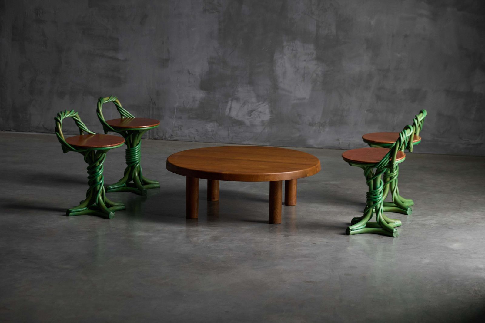 Furniture Whimsical Vine Twist Stools, France, Late 20th Century photo