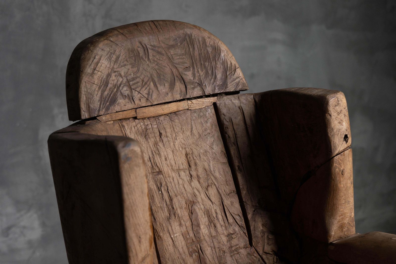 Brutalist Monoxylite Throne Chair, France, 19th Century photo for sale