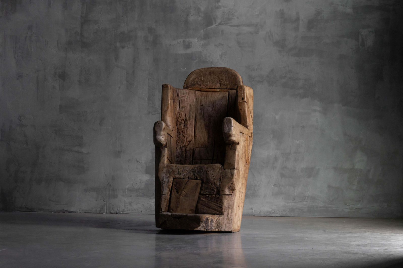 Brutalist Monoxylite Throne Chair, France, 19th Century photo 4189.0