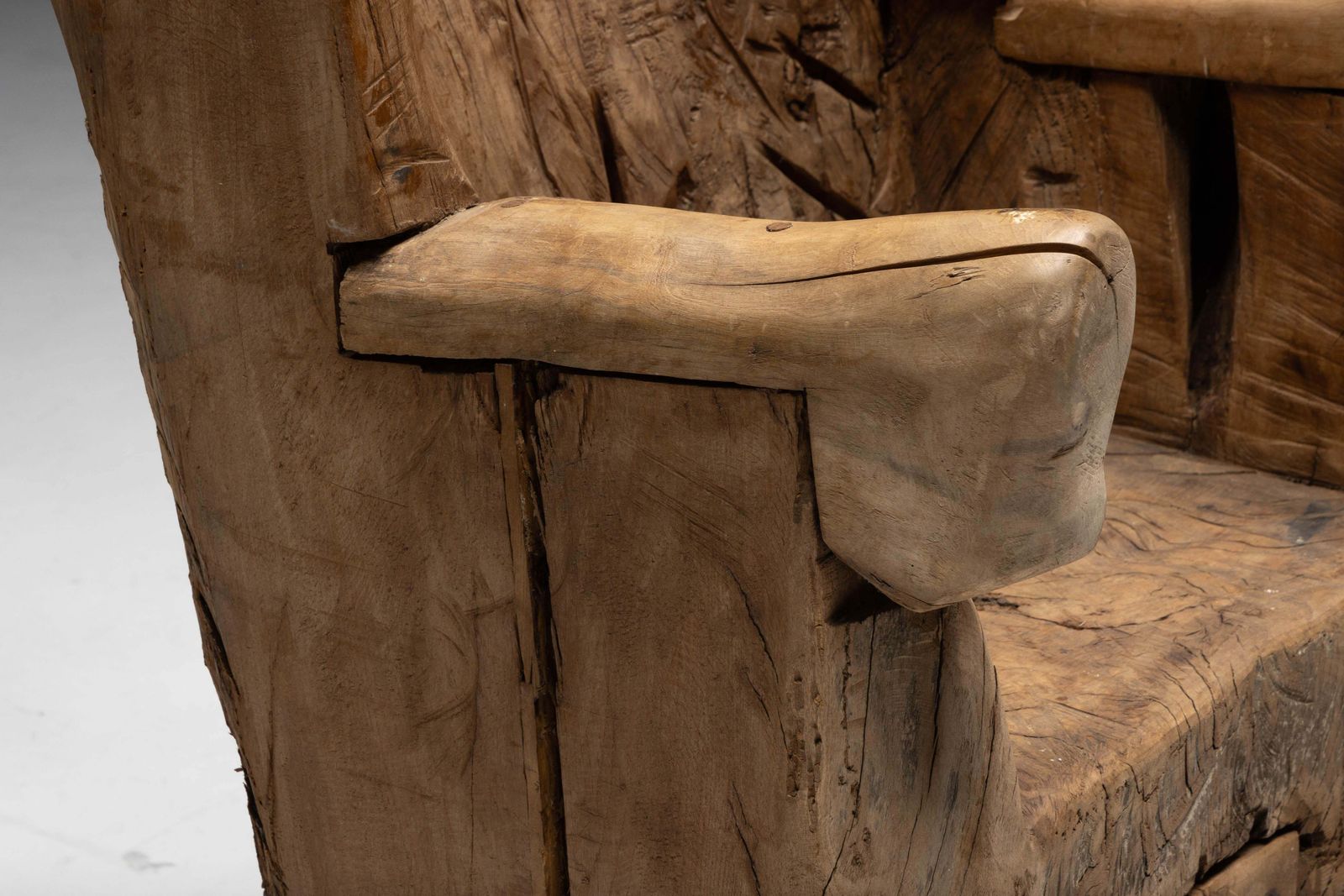 4189.0 Brutalist Monoxylite Throne Chair, France, 19th Century photo