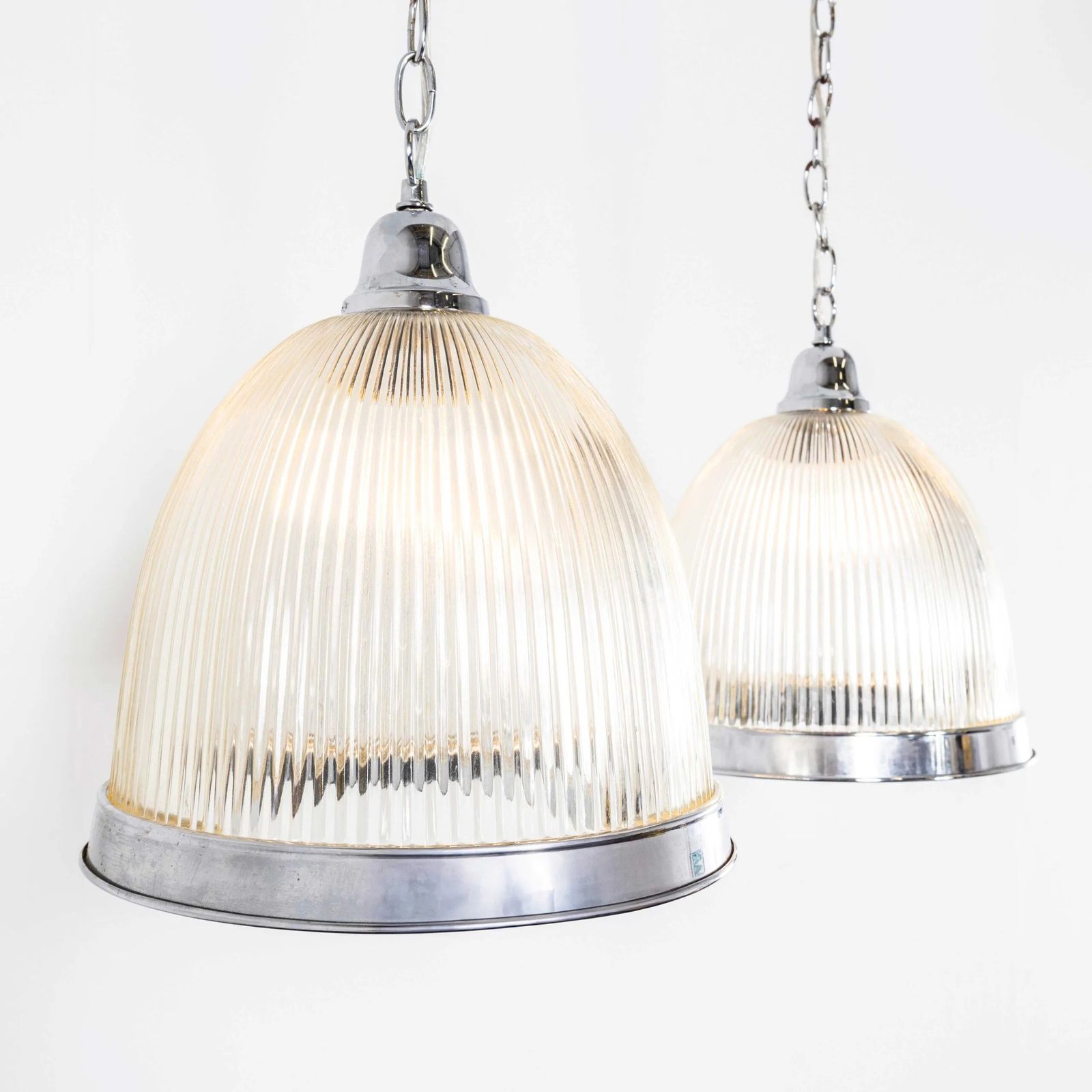 1970’s Late Production Prismatic And Chrome Lamps – Pair photo for sale