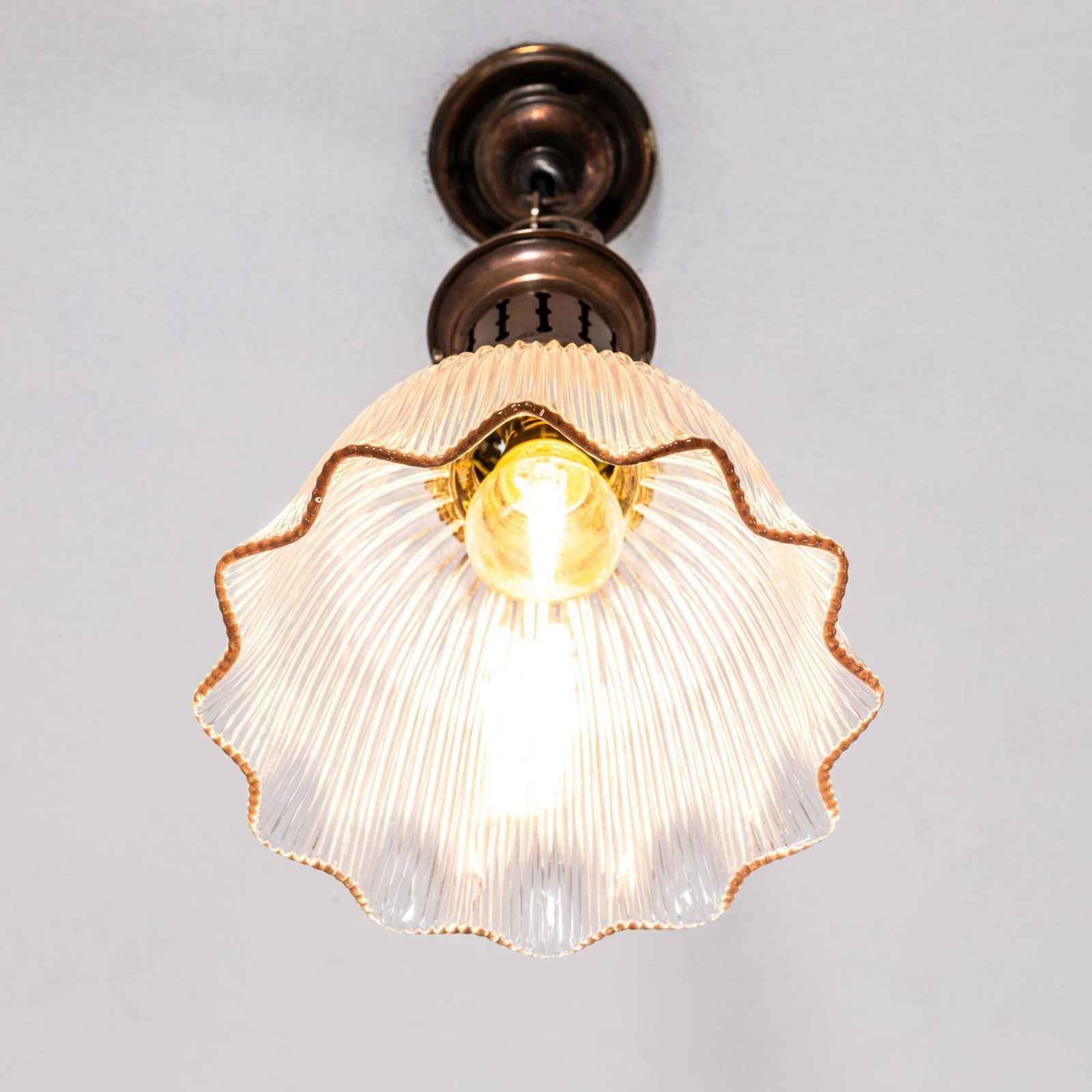 19th Century Original Single Copper Holophane Pendant Lamp photo 414.0