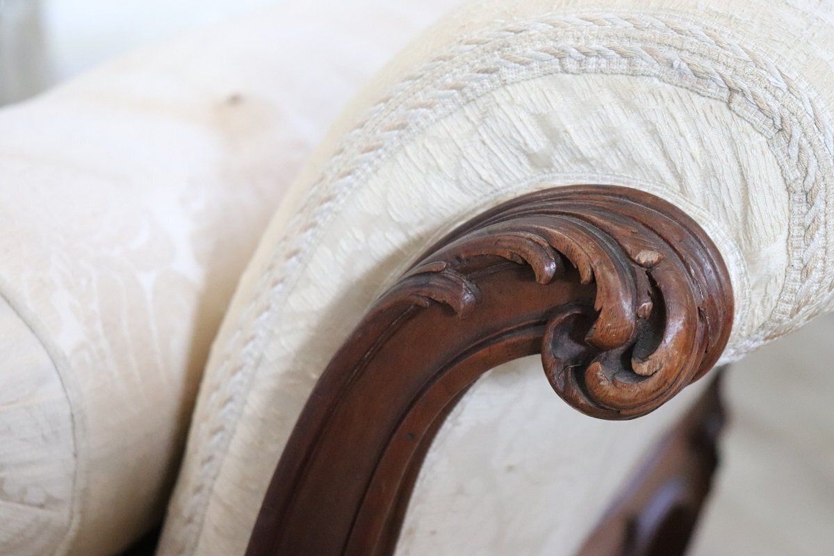 Antique Chaise Lounge In Walnut, 1800s photo buy