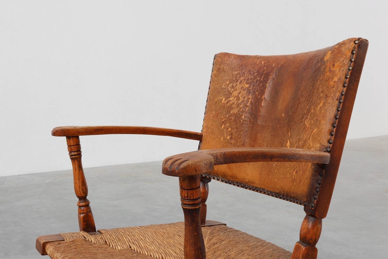 Leather And Oak Armchair By Theo Ruth For Artifort, The Netherlands, 1940s photo furniture