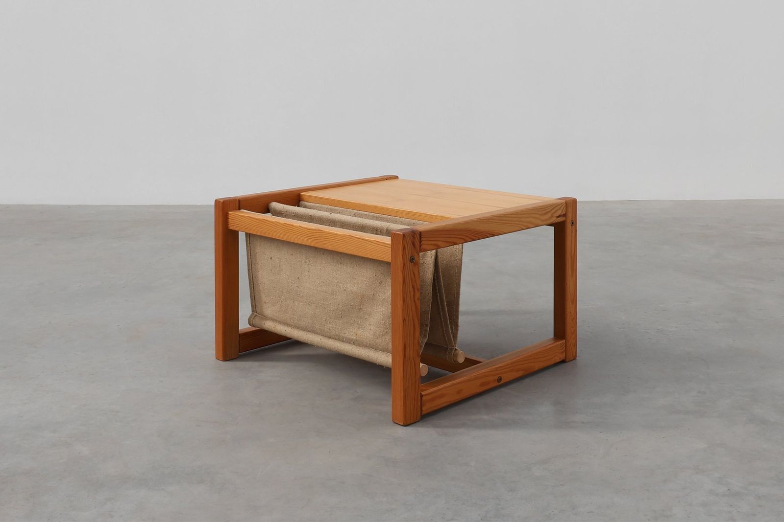 Pine And Linen Safari Series Coffee Table With Magazine Rack By Karin Möbring For Ikea, Sweden, 1970s photo for sale
