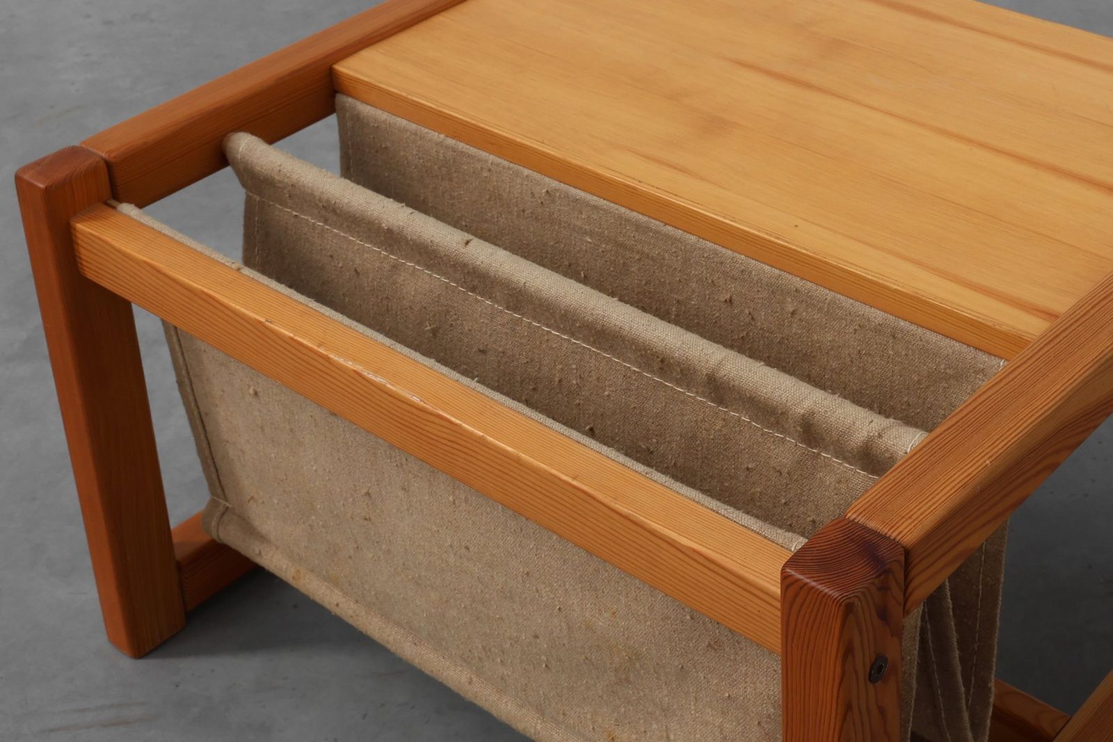 Pine And Linen Safari Series Coffee Table With Magazine Rack By Karin Möbring For Ikea, Sweden, 1970s photo Furniture