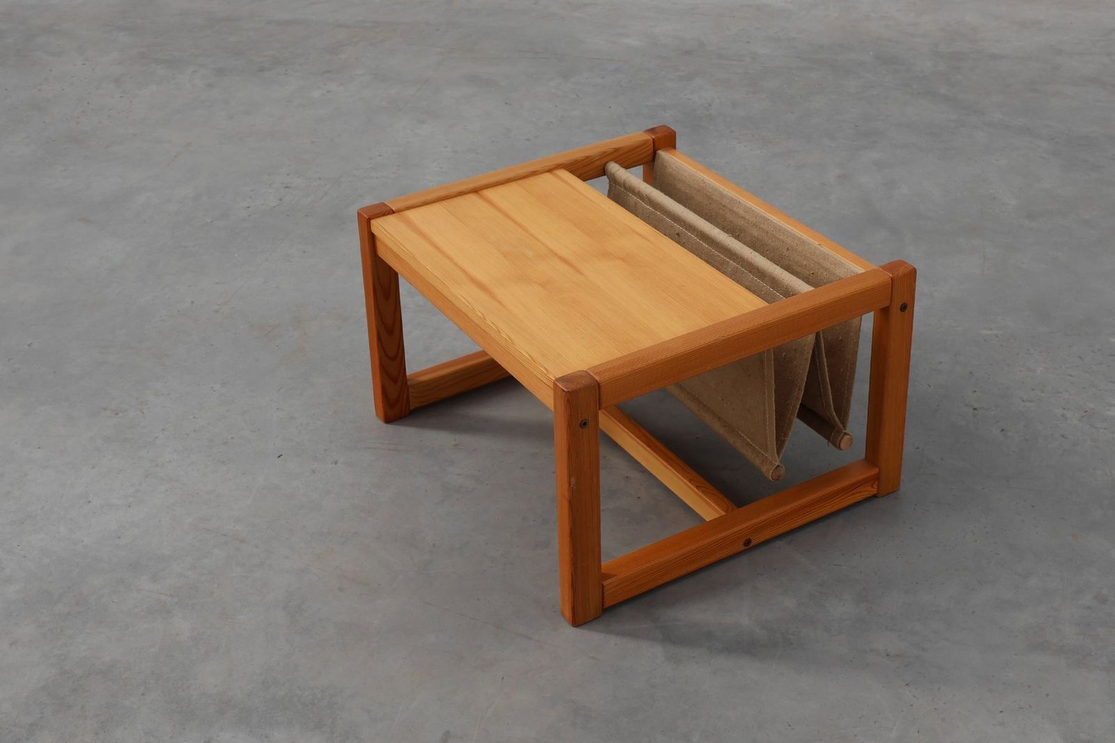 Pine And Linen Safari Series Coffee Table With Magazine Rack By Karin Möbring For Ikea, Sweden, 1970s photo vintage