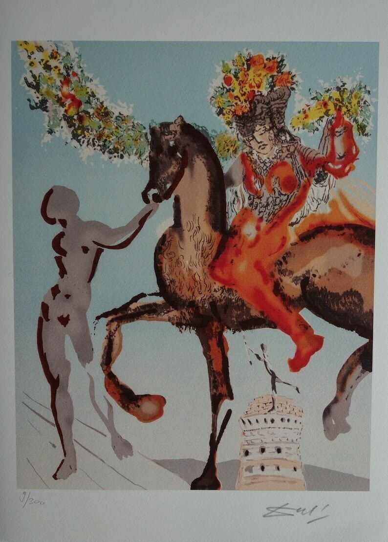 Fine Surrealist Limited Edition Print, Horse Rider, Salvador Dali, Signed & Numbered In Pencil