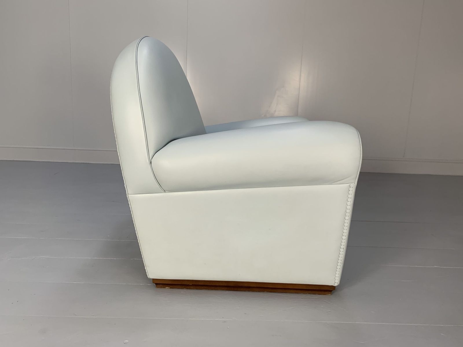 Furniture Pair Of Poltrona Frau “Vanity Fair” Armchairs – In Pelle Frau Pale Blue Leather photo