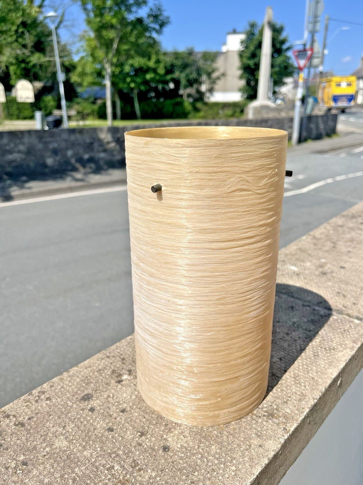 Vintage 9" Cream 60's 70's Spun Fibreglass Pendant Light Lamp Shade Retro Mcm photo vinterior