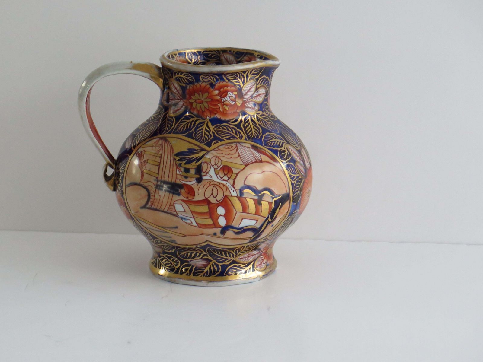 photo for sale Georgian Masons Ironstone Jug Or Pitcher In School House Ptn Rare Shape, Ca 1815