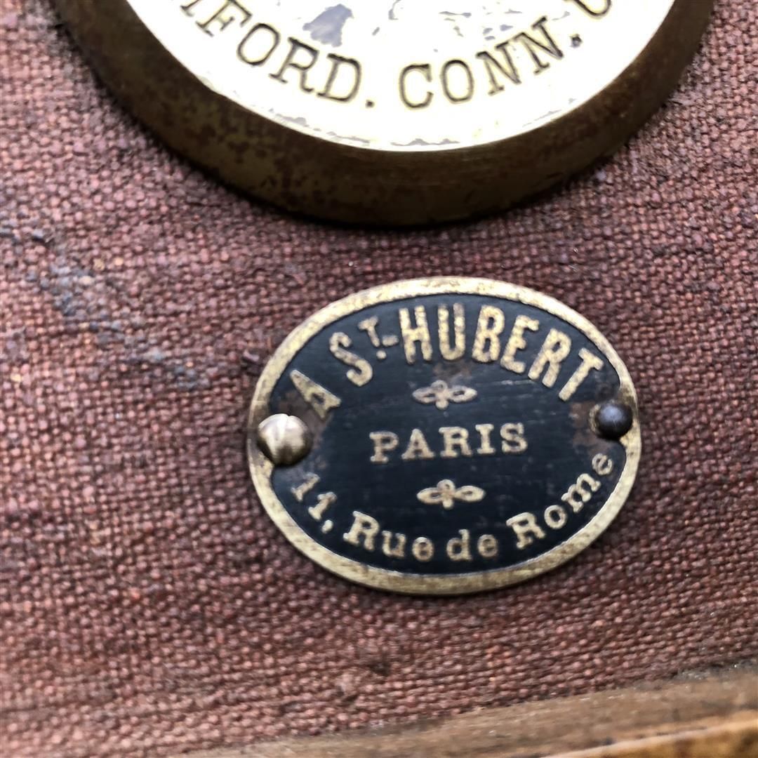 Vintage French Wood, Steel And Canvas Travelling Trunk By A St Hubert 1920s photo 250.0