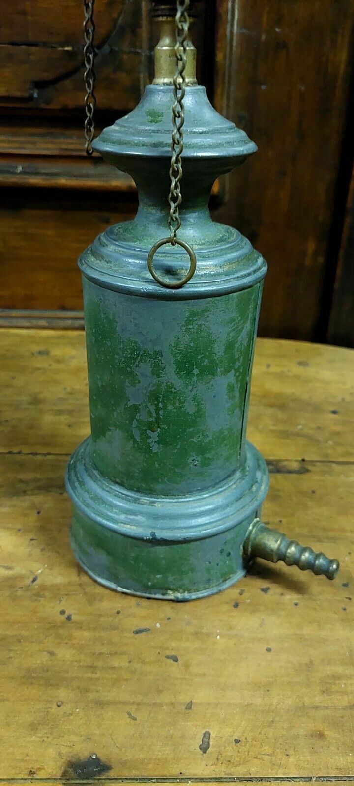 Antique Oil Lamp Metal And Glass 19th Century Original Lamp photo vinterior