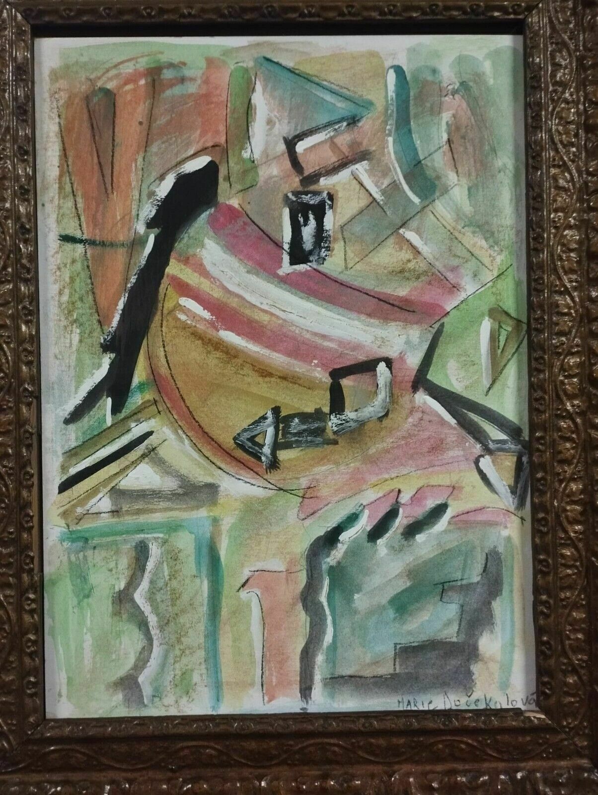 photo furniture Abstract Mixed Media Painting On Paper Marie Docekalova Syslova