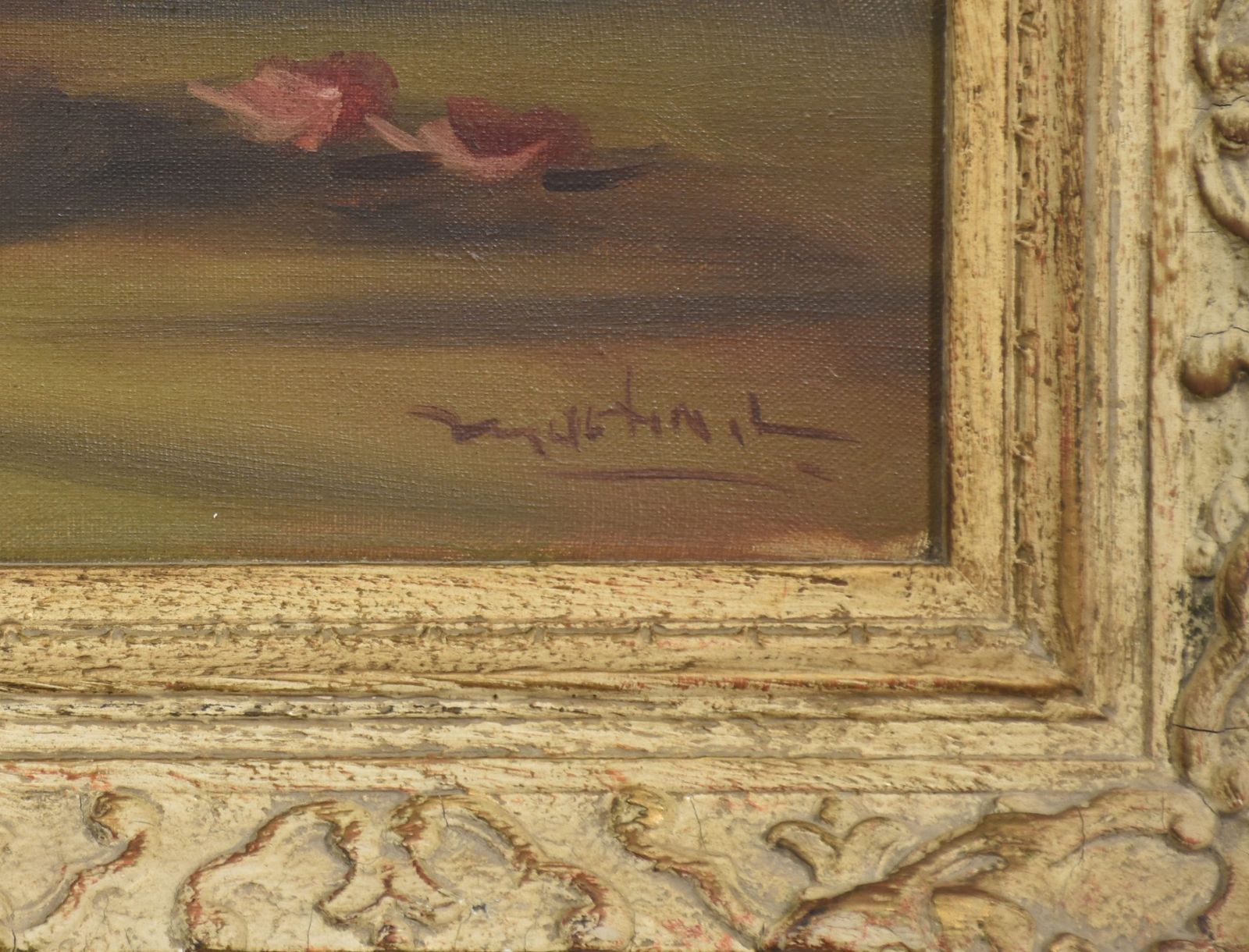 Still Life Oil On Canvas Roses In Vase Painting photo furniture