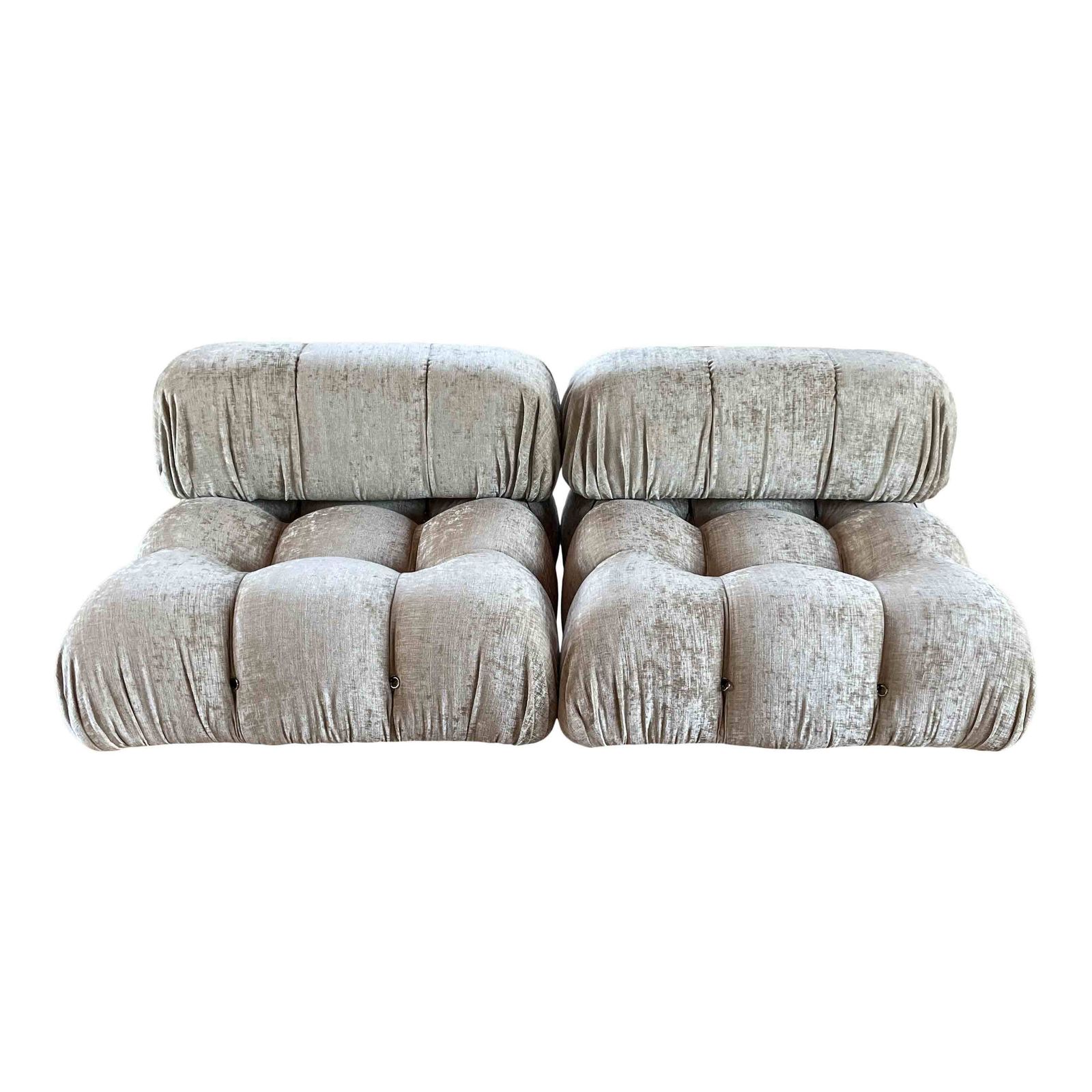 Mario Bellini Camaleonda Sofa For B&B Italia In Off White Velvet, 1970s, Set Of Two Modules photo Furniture