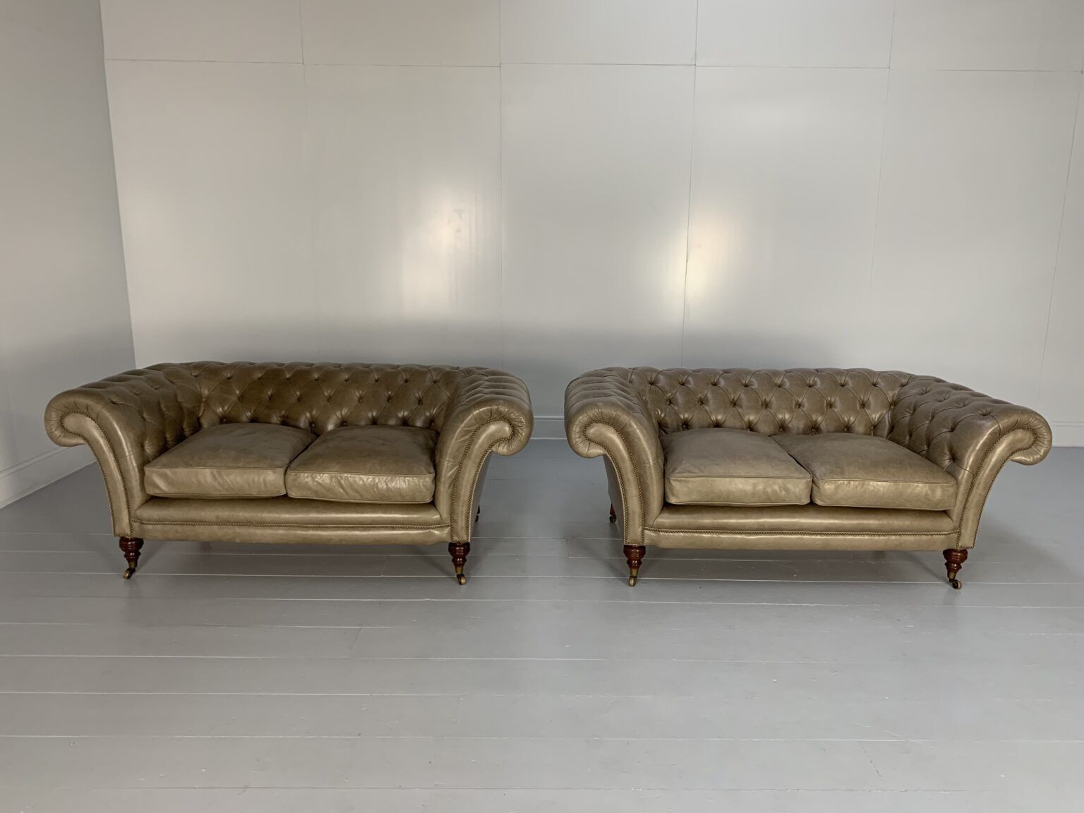 Pair Of Beaumont & Fletcher “Grenville” 2 Seat Chesterfield Sofas – In “Siena” G photo Furniture