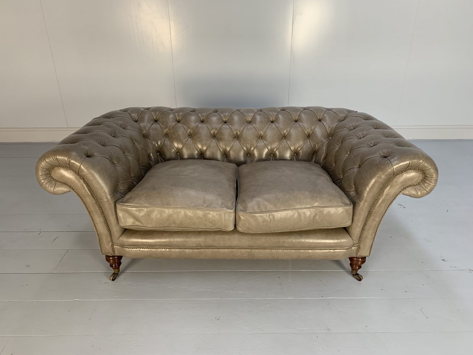 Furniture Pair Of Beaumont & Fletcher “Grenville” 2 Seat Chesterfield Sofas – In “Siena” G photo