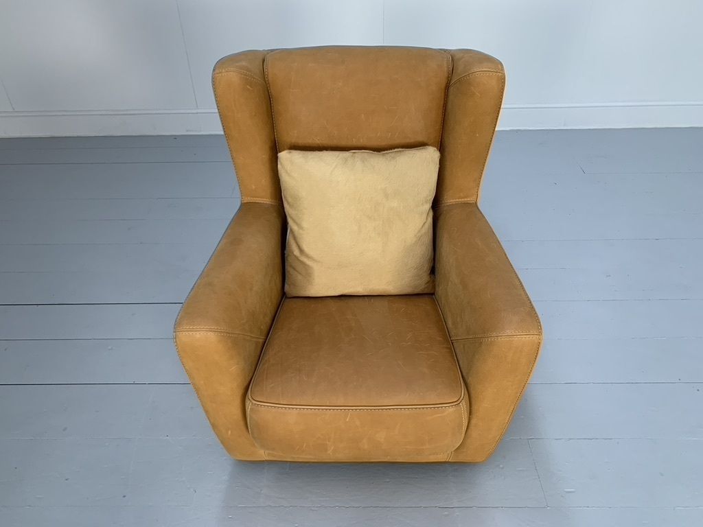 Baxter “Bergere” Armchair & Footstool – In Suede Leather photo vintage