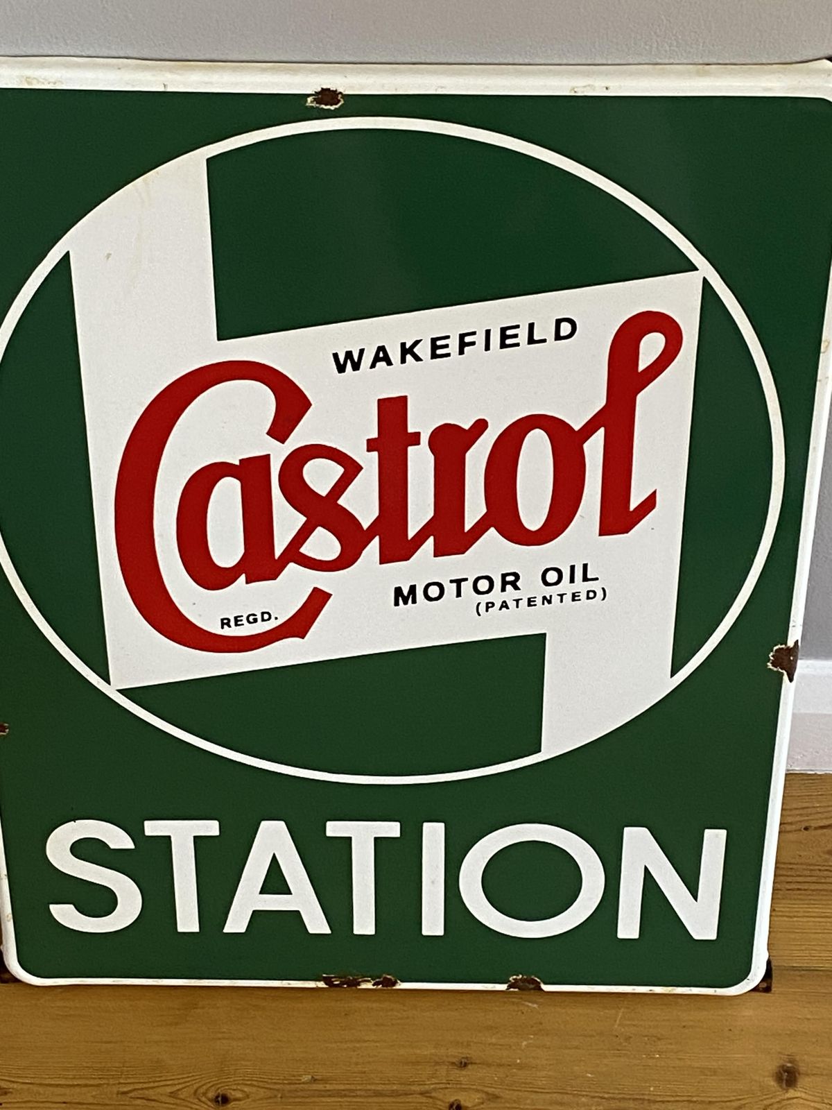Large Castrol Oil Station Metal Dealer Advertising Sign Garage Automobile Automotive Gas Antique Enamel Art Dealer Auto Car Oil Tyres Petrol Tires photo for sale