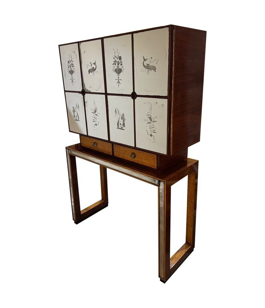 An Italian 1940s Mirrored Maple Wood Bar Cabinet By Osvaldo Borsani photo Furniture