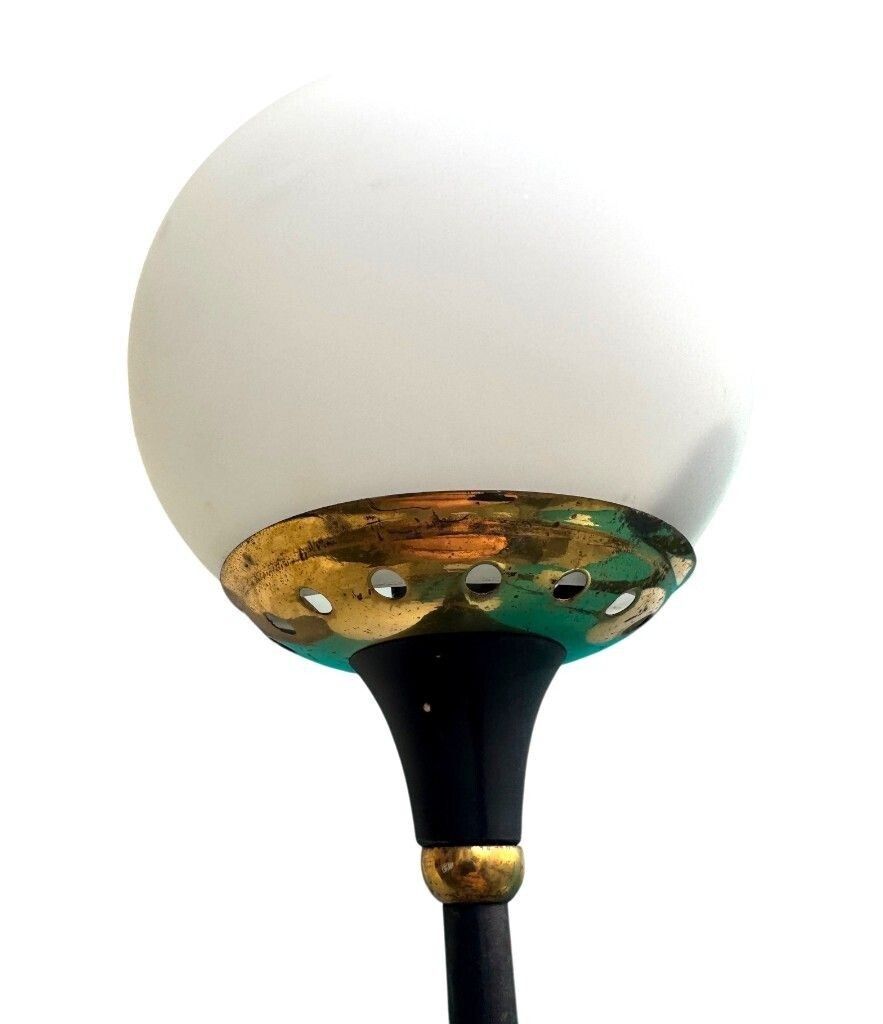 photo for sale An Orignal 1950s Stilnovo Black Lacquer And Brass Six Light Floor Lamp