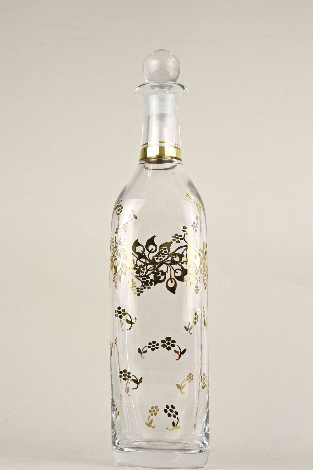 20th Century Glass Decanter/ Bottle With Golden Floral Patterns, At Ca. 1920 photo vinterior