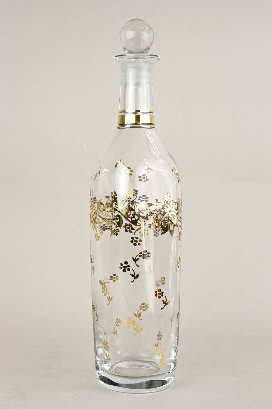 20th Century Glass Decanter/ Bottle With Golden Floral Patterns, At Ca. 1920 photo vintage