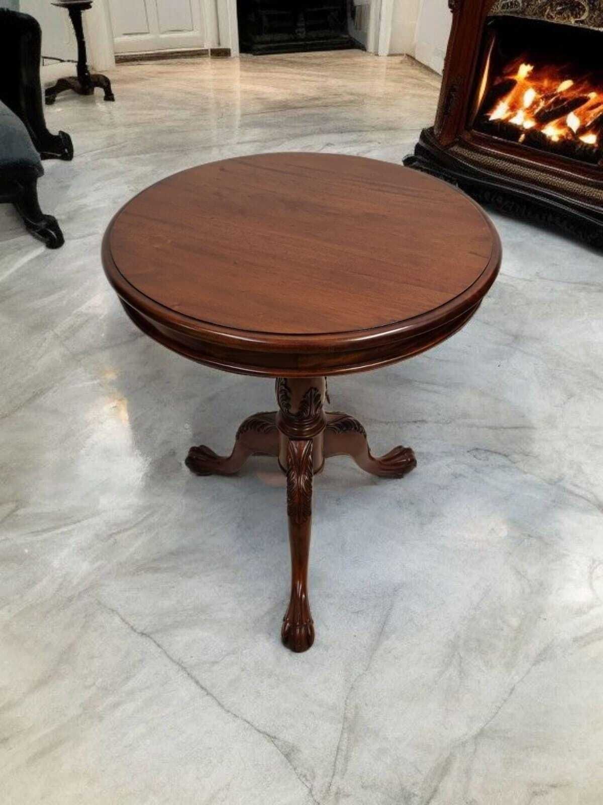 Vintage 1960s Chippendale Style Mahogany Side Table / Claw & Ball Feet / Carved Details photo furniture
